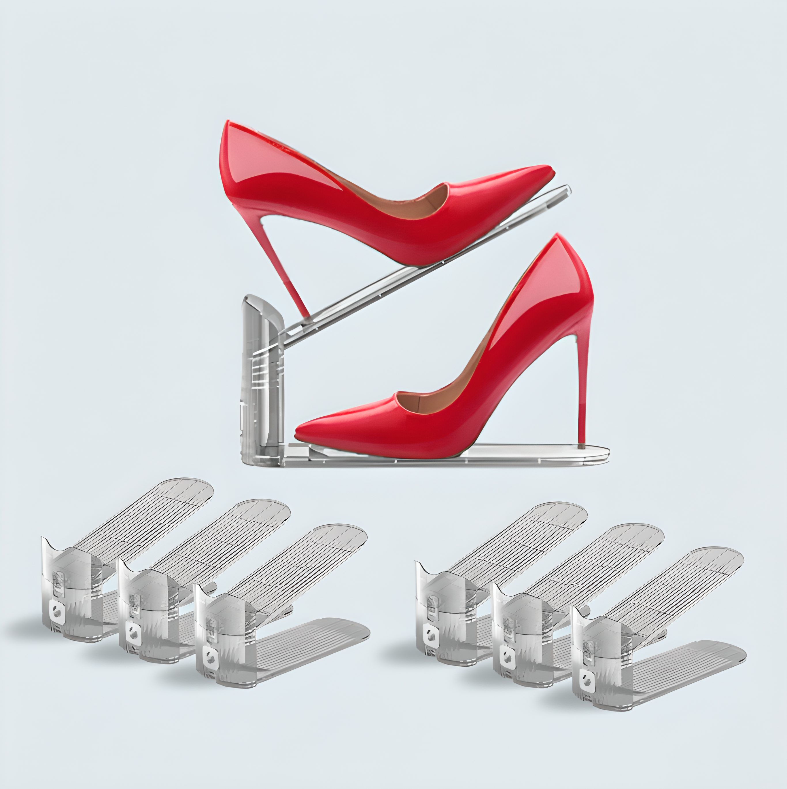 Shoe Slots Organizers Clear Grey 6 Pack Grey